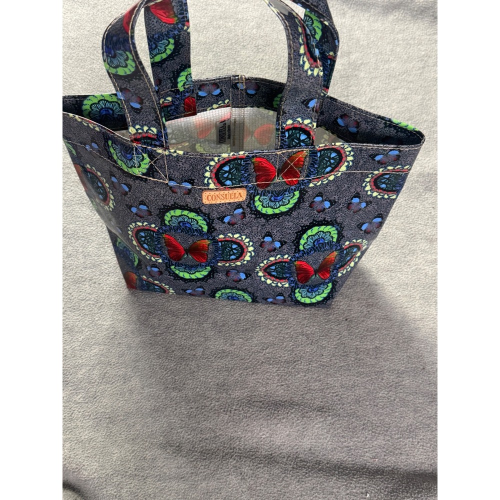Consuela Mini Tote Bag Butterfly Print Multi Color Small Handbag Lunch Bag